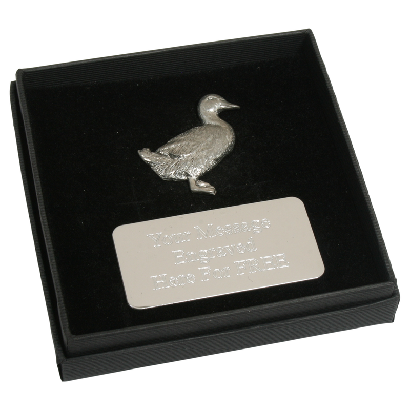 Duck Pewter Pin Badge With Cufflinks & Tie Slide Option