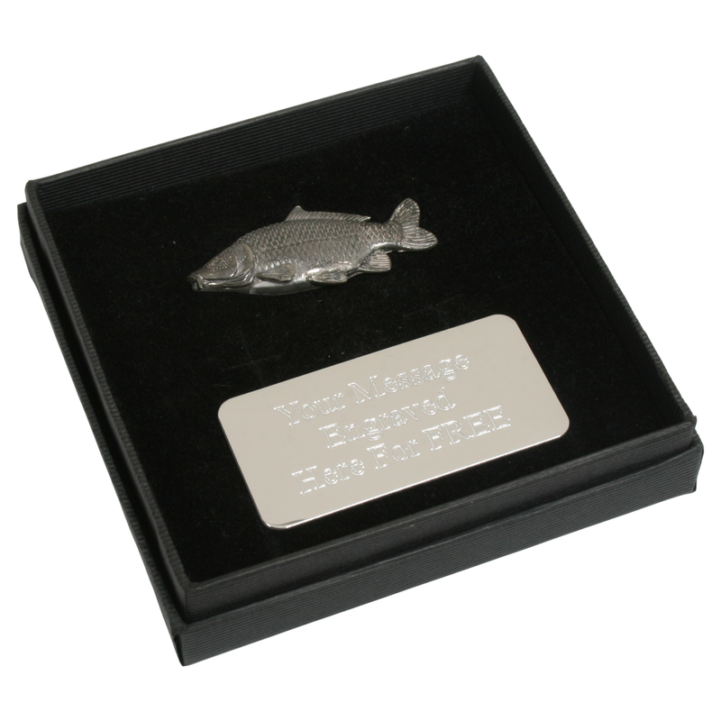 Common Carp Pewter Pin Badge With Cufflinks & Tie Slide Option