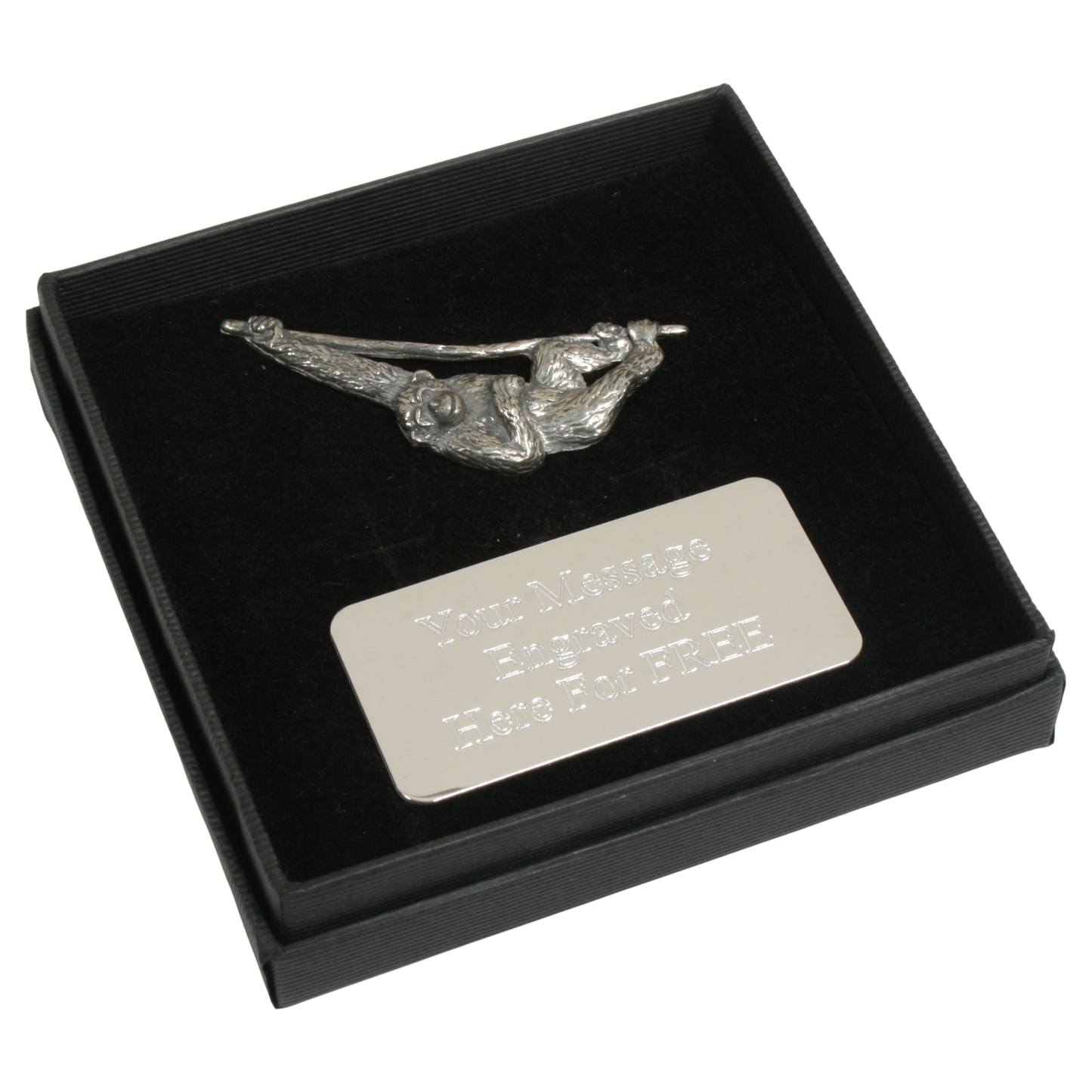 Monkey Pewter Pin Badge & Tie Slide Option Jungle Gift