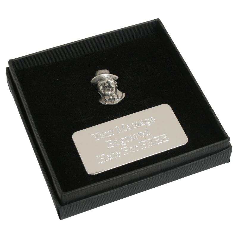 Churchill Pewter Pin Badge With Cufflinks & Tie Slide Option