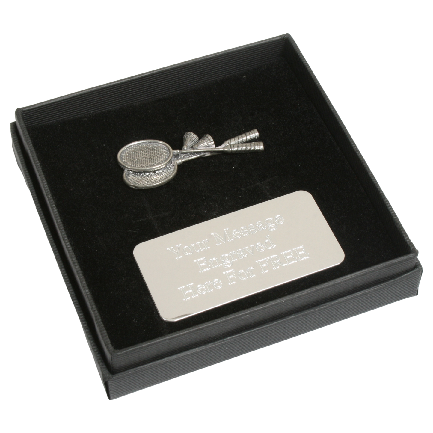 Badminton Pewter Pin Badge & Tie Slide Option