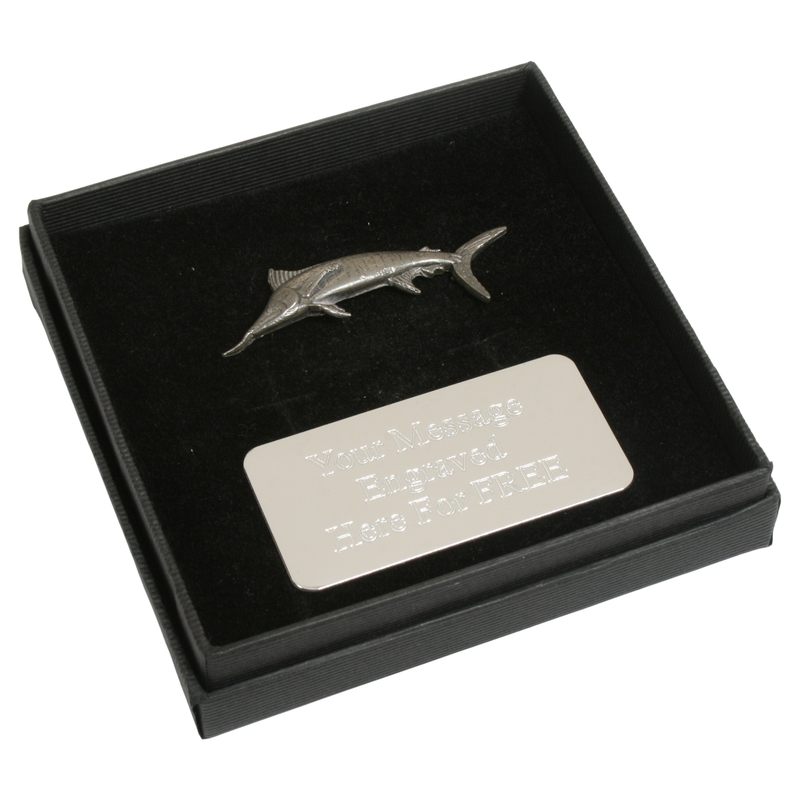 Marlin Swordfish Pewter Pin Badge With Cufflinks & Tie Slide Option