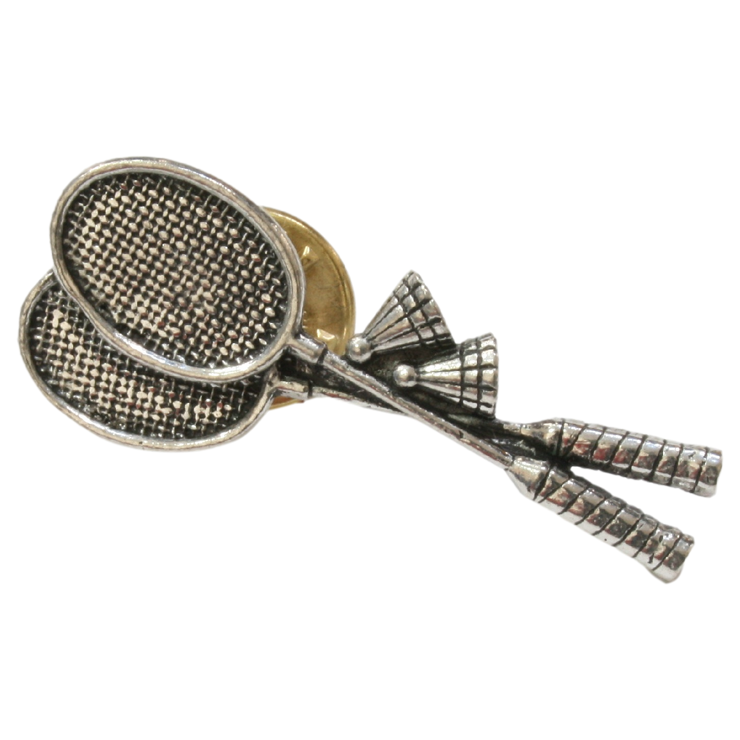 Badminton Pewter Pin Badge & Tie Slide Option