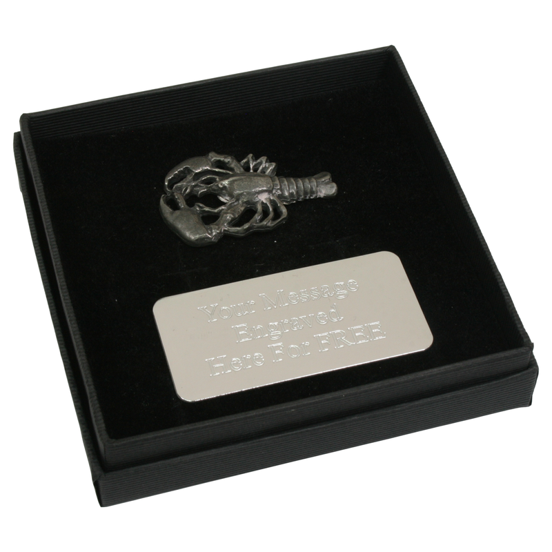 Lobster Pewter Pin Badge With Cufflinks & Tie Slide Option