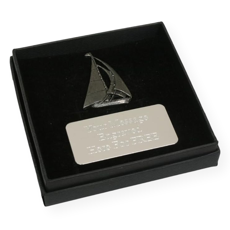 Yacht Cufflinks Pin Badge and Tie Slide Option