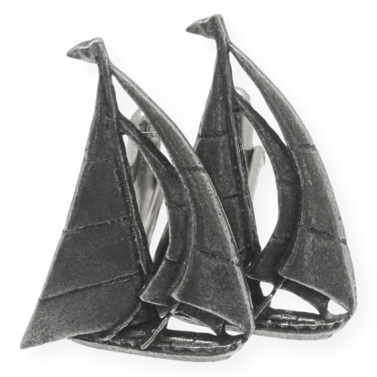 Yacht Cufflinks Pin Badge and Tie Slide Option
