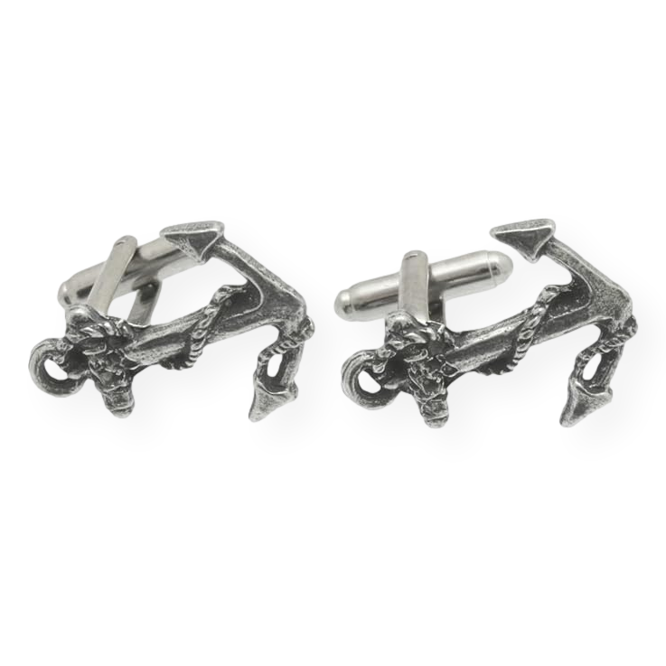 Anchor Cufflinks Pin Badge and Tie Slide Option