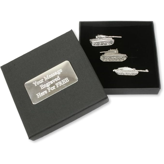 Classic Tanks 3 Pin Badge Set In Personalised Gift Box