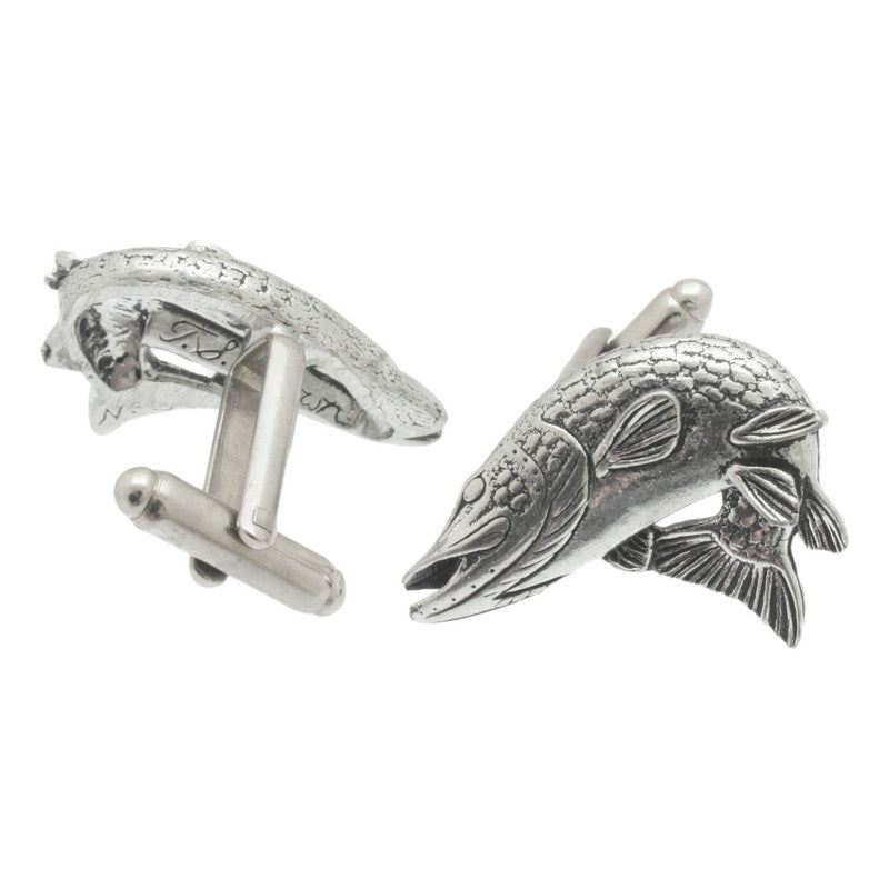 Pike Turning Fish Cufflinks