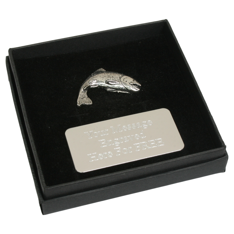 Trout Fish Fish Pewter Pin Badge With Cufflinks & Tie Slide Option