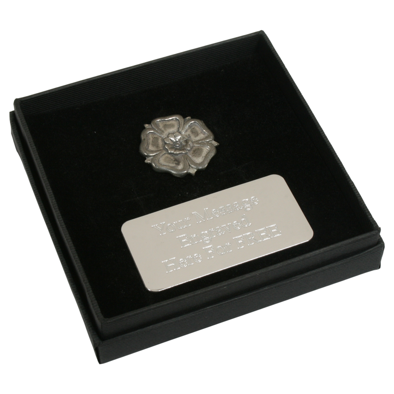English Rose Pewter Pin Badge With Cufflinks & Tie Slide Option