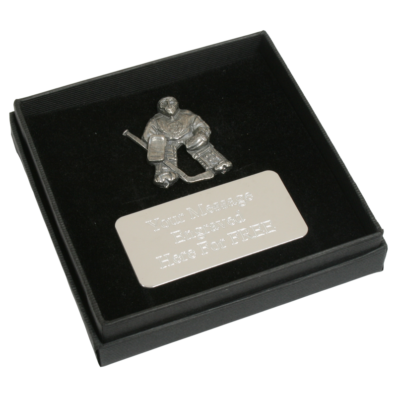 Ice Hockey Goalie Pin Badge, Cufflinks & Tie Clip