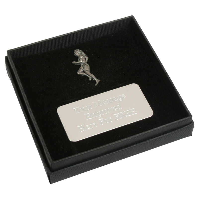 Female Runner Pin Badge, Cufflinks & Tie Clip
