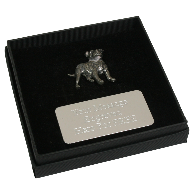 Staffy Pewter Pin Badge With Cufflinks & Tie Slide Option Dog Gift