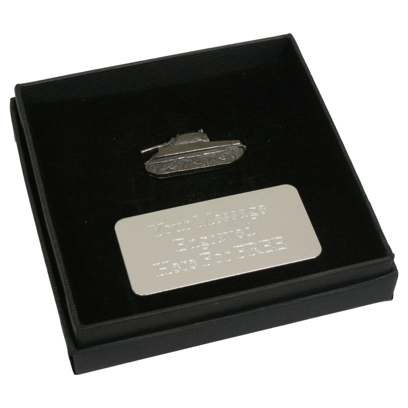 Sherman Tank Pin Badge Tie Slide & Cufflink Options