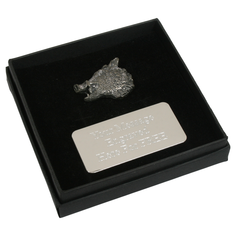 Wild Boar Head English Pewter Pin Badge, Tie Slide & Cufflinks