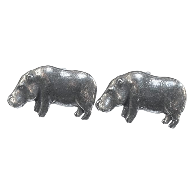 Hippo Pin Badge, Cufflinks & Tie Clip