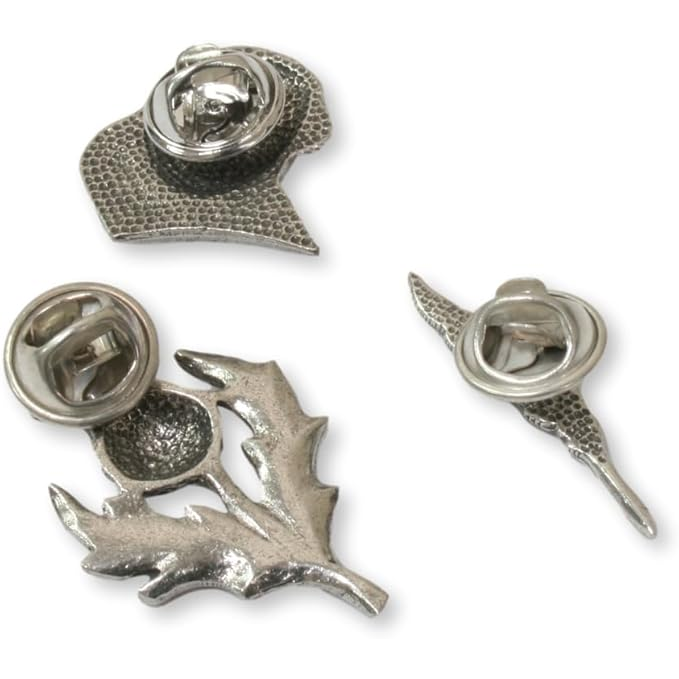 Shakespeare Set of 3 English Pewter Pin Badges In Personalised Gift Box