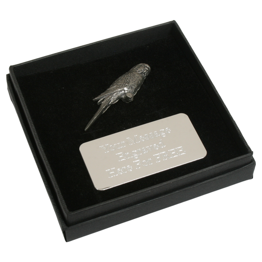 Budgerigar Pewter Pin Badge With Cufflinks & Tie Slide Option