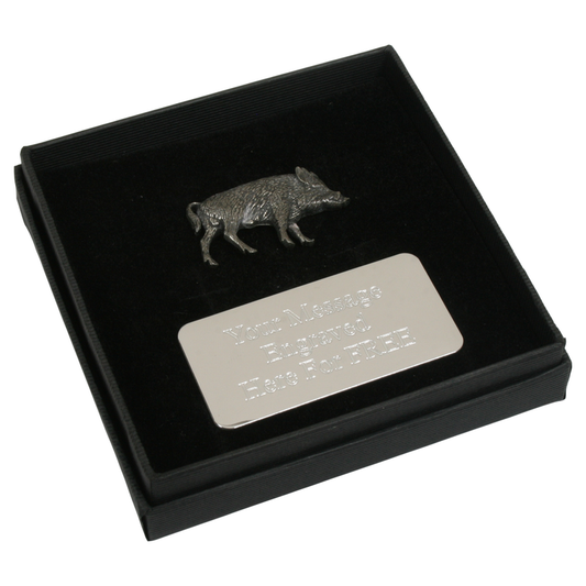 Wild Boar English Pewter Pin Badge, Tie Slide & Cufflinks