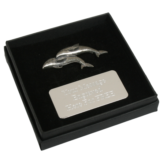 Dolphins  Pewter Pin Badge With Cufflinks & Tie Slide Option