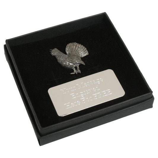 Capercaillie English Pewter Pin Badge, Tie Slide & Cufflinks