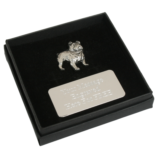 Bulldog Pewter Pin Badge With Cufflinks & Tie Slide Option Dog Gift