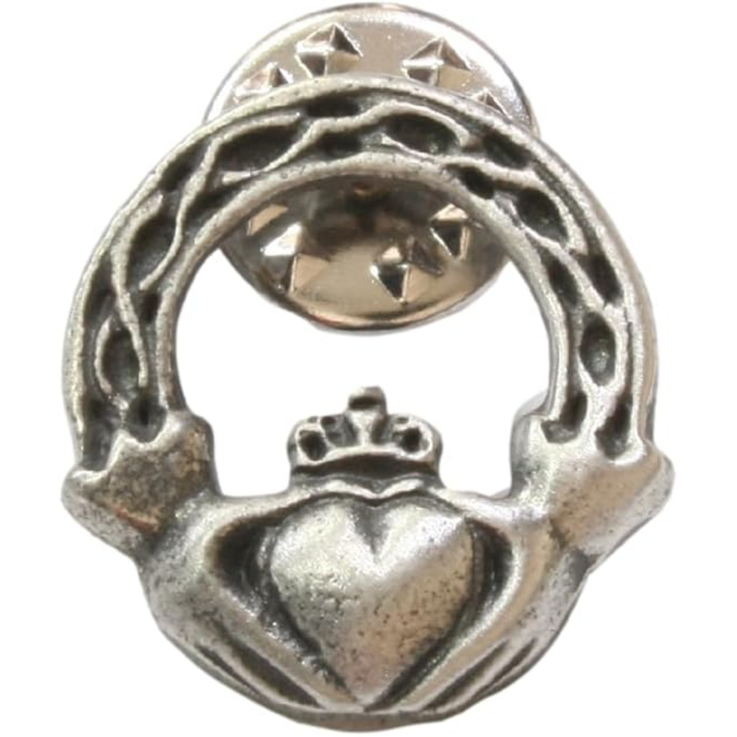 Claddagh Ring Pewter Pin Badge With Cufflinks & Tie Slide Option