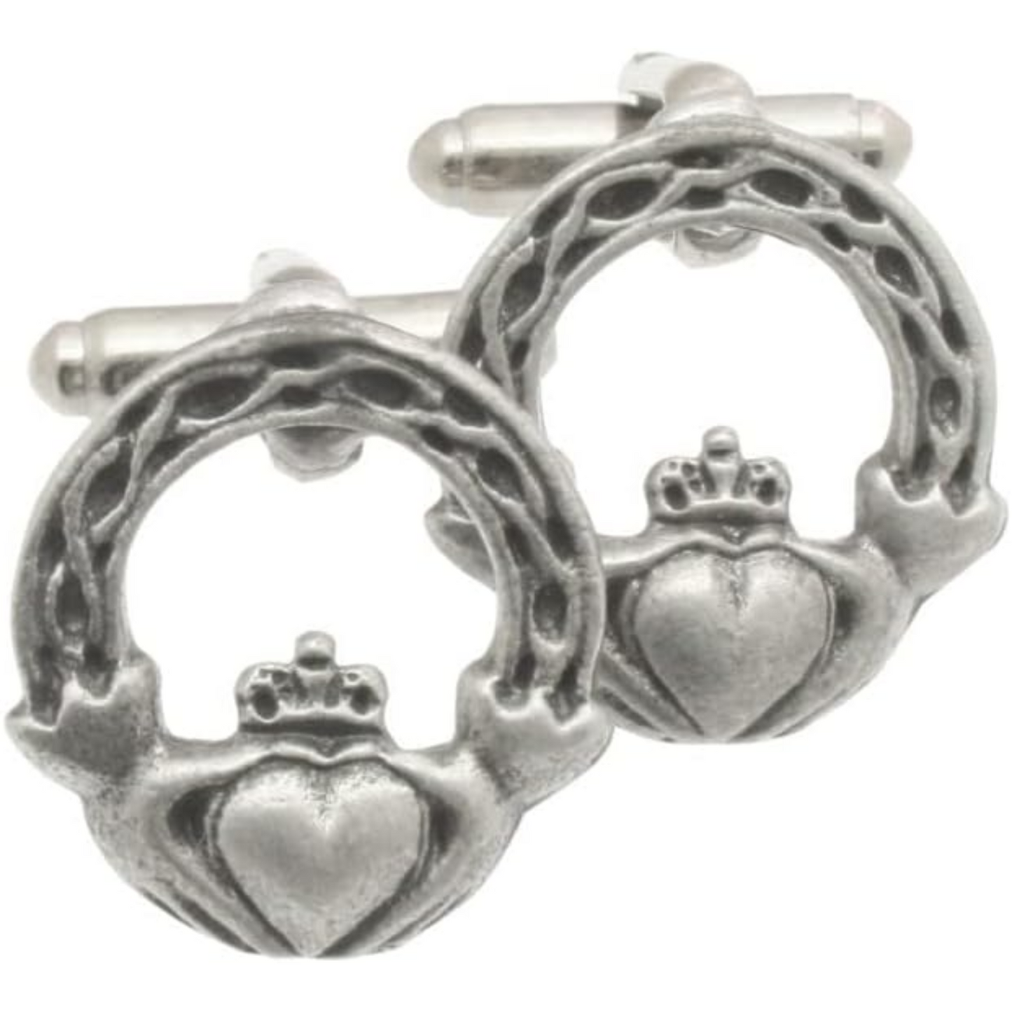 Claddagh Ring Pewter Pin Badge With Cufflinks & Tie Slide Option