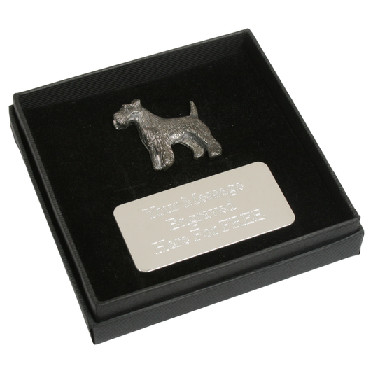 Fox Terrier Pewter Pin Badge With Cufflinks & Tie Slide Option Dog Gift