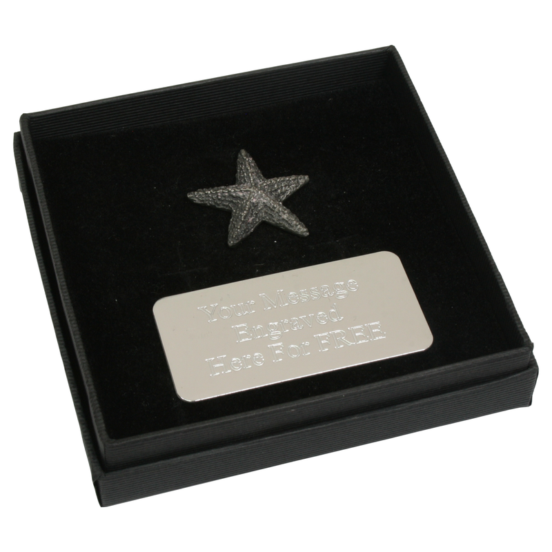 Starfish  Pewter Pin Badge With Cufflinks & Tie Slide Option