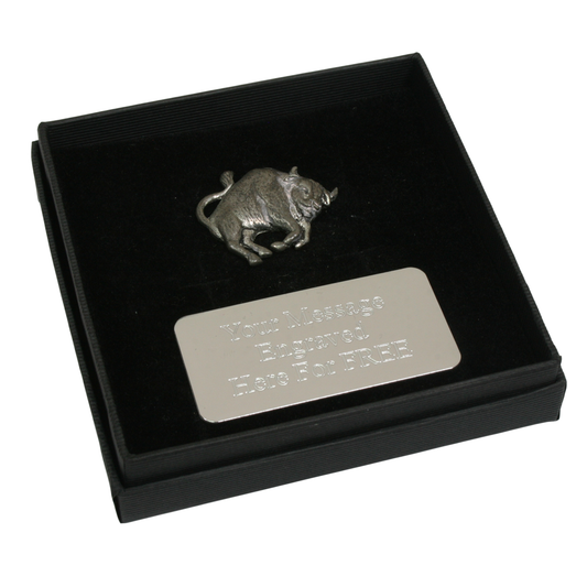 Bull English Pewter Pin Badge, Tie Slide & Cufflinks