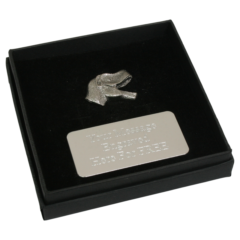 T-Rex Head English Pewter Pin Badge, Tie Slide & Cufflinks