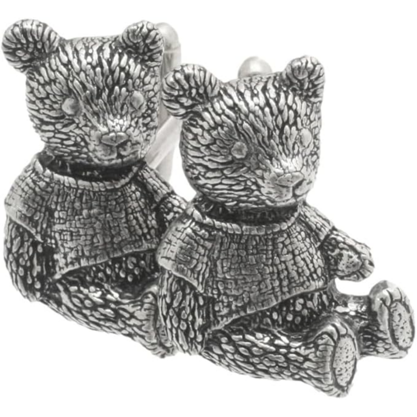 Teddy Bear Pewter Pin Badge With Cufflinks & Tie Clip Option