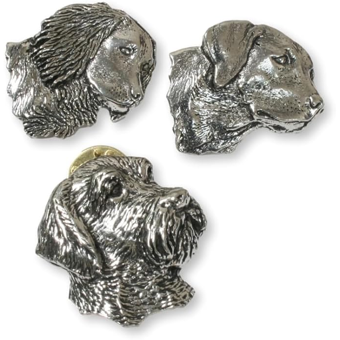 Gundogs Set of 3 English Pewter Pin Badges In Personalised Gift Box
